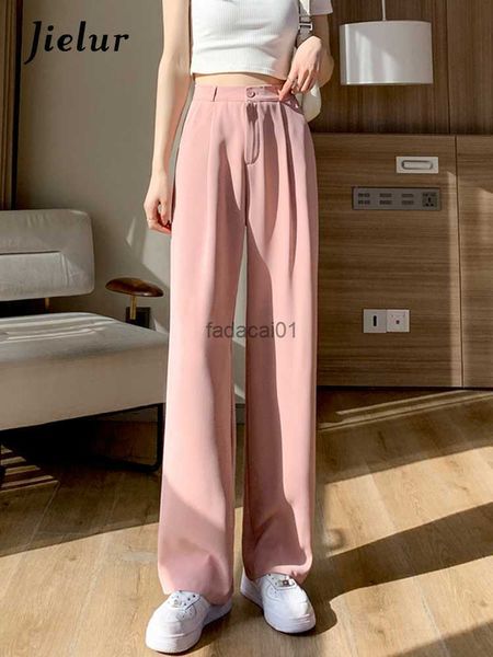 

jielur suit pants women pockets straight casual loose fashion korean pants new spring summer black pink trousers sxxl l230621, Black;white