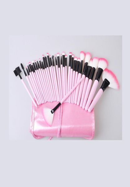 

new coming 32 pcs pink wool make up brushes tools set with pu leather case cosmetic facial make up brush kit9699669