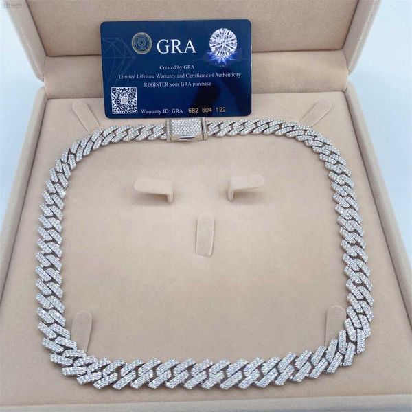 

hip hop jewelry iced out mens cuban necklace bracelet sterling silver moissanite 12mm cuban link chain
