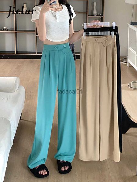 

summer loose suit pants women fashion straight wide leg pants simple black khaki casual female trousers korean new s4xl l230621, Black;white