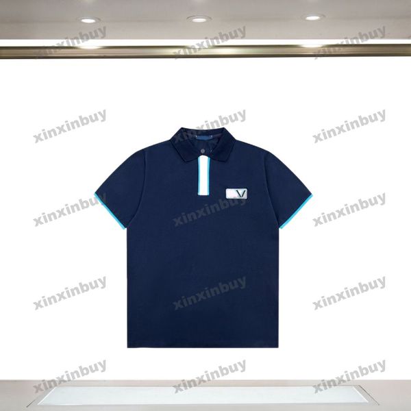 

xinxinbuy men designer tee t shirt 23ss 1854 letter embroidery short sleeve cotton women white black blue s-2xl, Black;brown