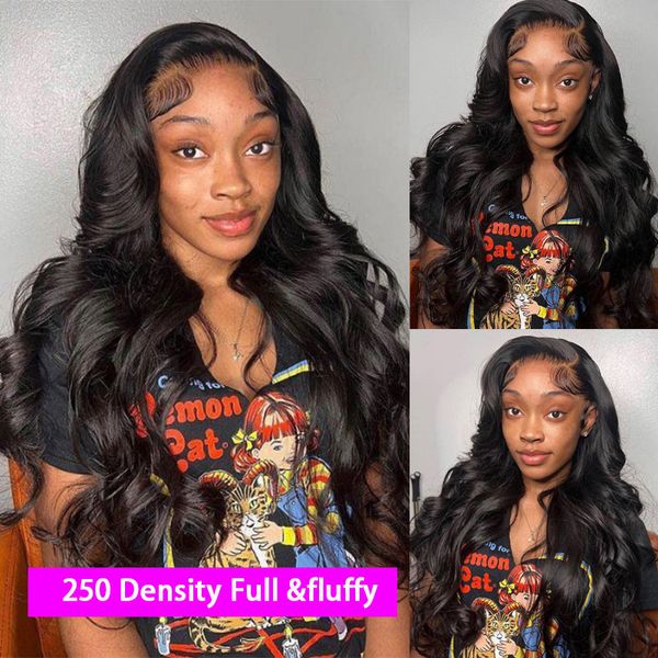 

13x6 hd lace frontal wigs brazilian 250 density curly human hair wig for woman 30 40inch loose wave lace front, Black;brown