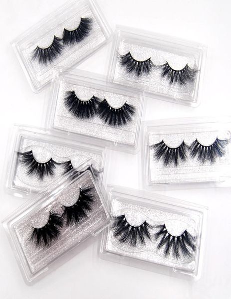 

25mm 5d mink eyelashes with transparent plastic box crisscross strands cruelty soft long fake eyelashes6770957