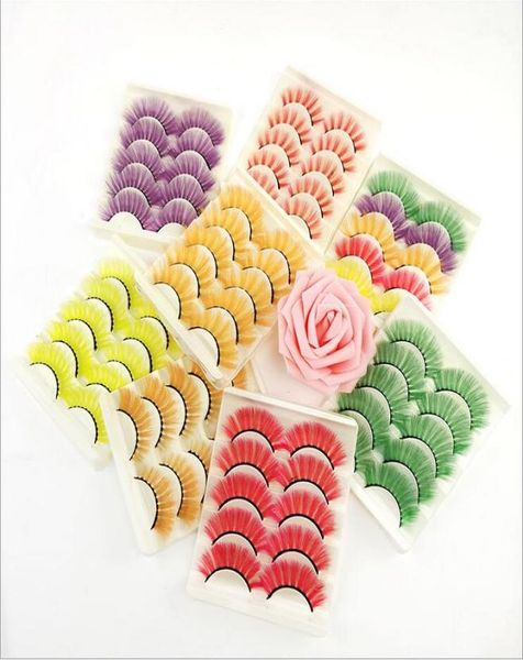 

new 5 pairs 3d white faux mink lashes natural long thick fluffy colorful false eyelashes lash extension supplies makeup8612374