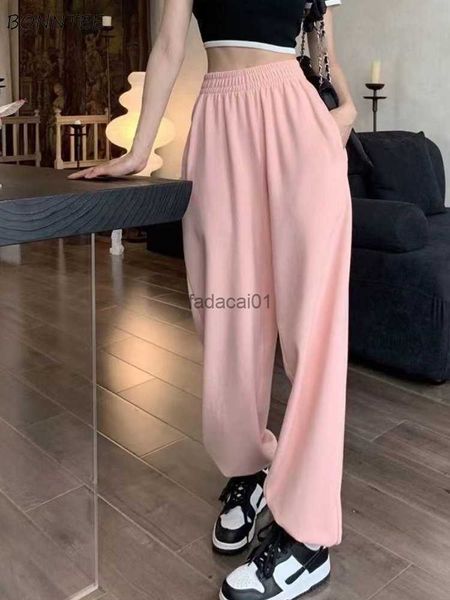 

s4xl pants women sporty loose chic high waist bf ins korean style spring fashion streetwear casual solid allmatch personality l230621, Black;white