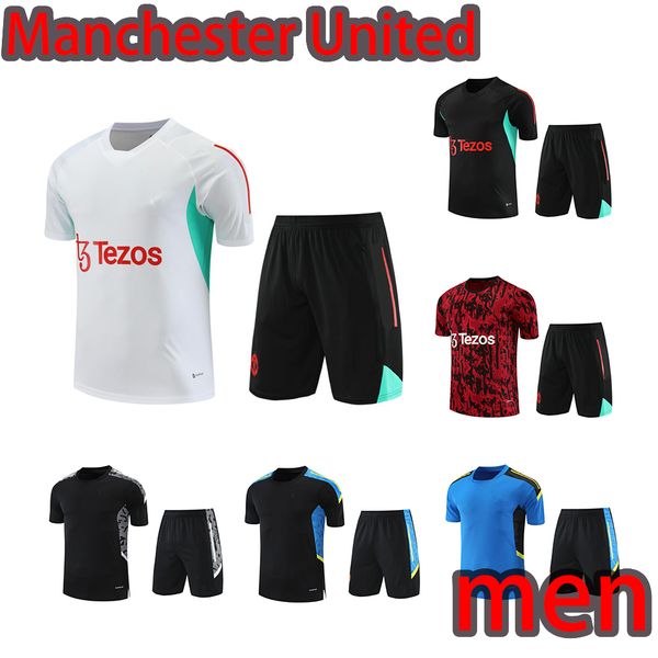 

2023 24 united soccer jerseys short sleeve tracksuit 22 23 soccer football training suit survetement foot chandal jogging men kit t shirt, Black