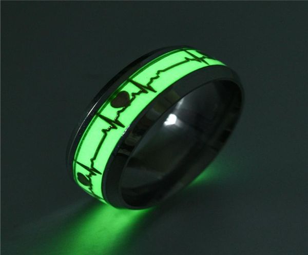 

dark luminous heartbeat rings glow in the dark ecg couple matching ring for valentine039s day gift8323244, Golden;silver