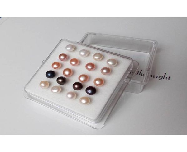 

natural 10 pairset 925 silver filled 6mm freshwater pearl ear studs beautiful jewelry chinese exquisite genuine6786007, Golden;silver