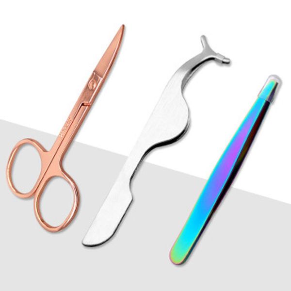 

yiowio stainless steel eyelashes eyebrow tweezers clip curler scissors set eyelash wearing remove assistance tool eye makeup beaut6185427