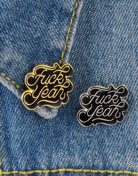 

brand black gold letter word creative brooch ornament denim special personality badge lapel cartoon pins enamel4457601, Gray