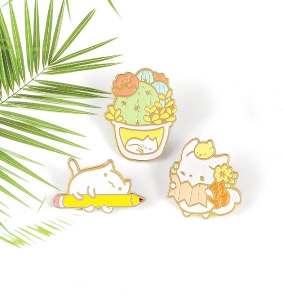 

reading cat cat sleeping on a pen cat sleeping under a flowerpot brooches badges enamel cartoon animal librooches lapel pins zdl059582601, Gray