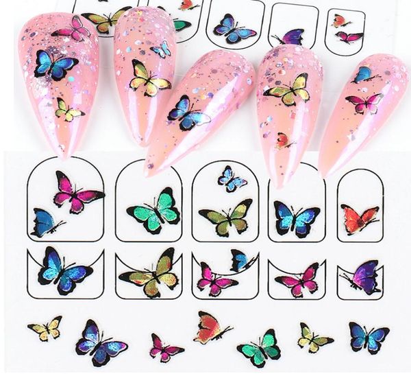 

nail art stickers colorful butterfly 3d adhesive decals design diy manicure sliders wraps foils decoration for nails la17871701411, Black