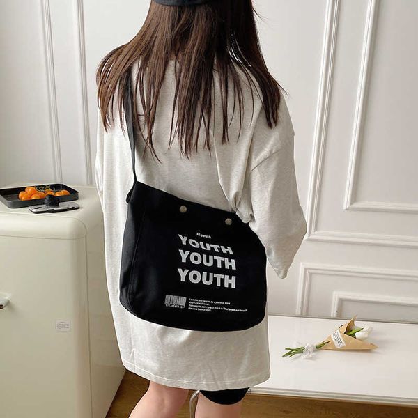 

youth totins canvas bag simple versatile large capacity one shoulder portable crossbody bag for men and women