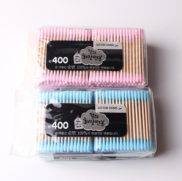 

200 or 400pcs double sides clean cotton buds ear clean cosmetic cotton swab double head ended tools swabs cotton stick makeup tool6838304