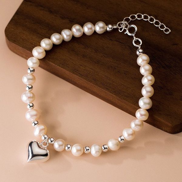

boho natural freshwater pearl love charm bracelet women pearl beaded adjustable bracelet fashion jewelry, Black