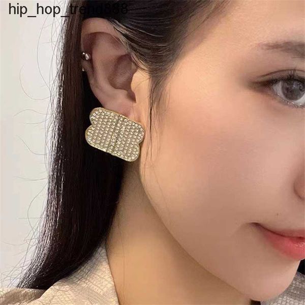 

925 silver earrings women's luxury charm bright diamond jewelry wedding party designer dangle stud earrings, Golden