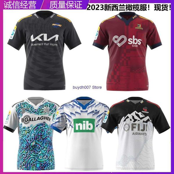 

jifv 2023 new men's t shirts rugby jersey zealand hurricane training chieftain blues highlanders crusaders away short sleeve olive, White;black