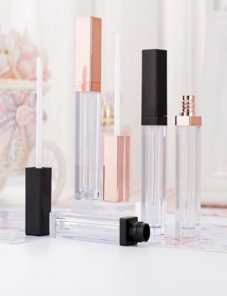 

5ml rose gold lip gloss tubes diy cosmetic container refillable bottles liquid lipstick storage bottle empty square lip glosses pl6256447