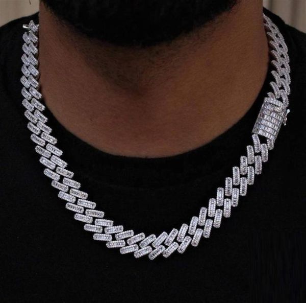 

2020 hip hop 15mm width iced out sparking bling baguette 5a cubic zirconia necklace for women men charm cuban link chain jewelry6063945, Golden;silver