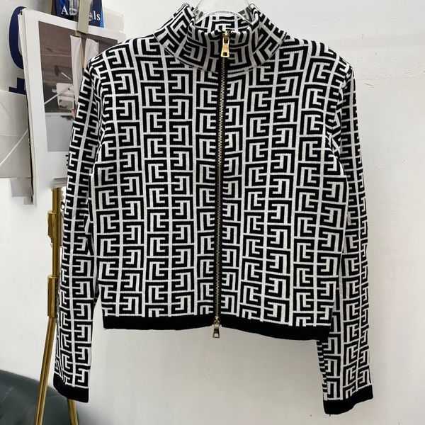 

autumn winter women highneck cardigan knitted sweater jacket warm letter embroidery fashion knit cardigans coat lady loose sweaters 2023, Black;brown