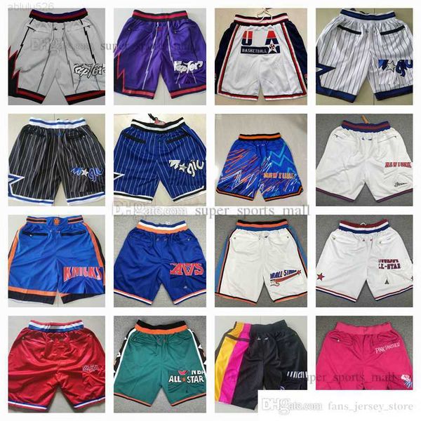 

team basketball shorts just don retro short sports wear justdon with pocket zipper sweatpants pant black blue purple white stitched size s-x, White;black