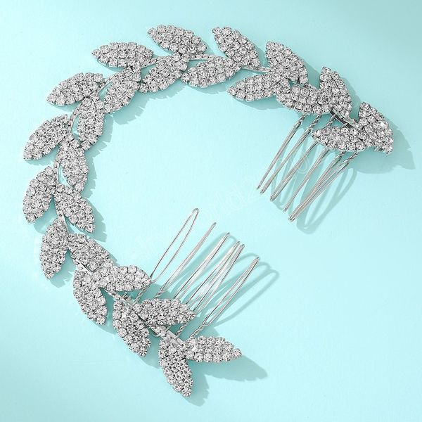 

luxurious crystal hair combs elegant exquisite headpiece silver rhinestones hair accessories jewelry for women bridal ornaments, Slivery;golden