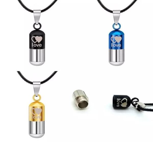 

metal urn cremation heart save love can open pills pendant couple necklace ash holder mini keepsake jewelry perfume bottle necklac6210197, Silver