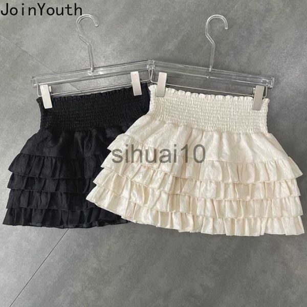 

skirts sweet skirt women high waist fashion saia temperament lace ruffles jupe 2023 faldas mujer de moda fashion korean mini skirts j230621, Black