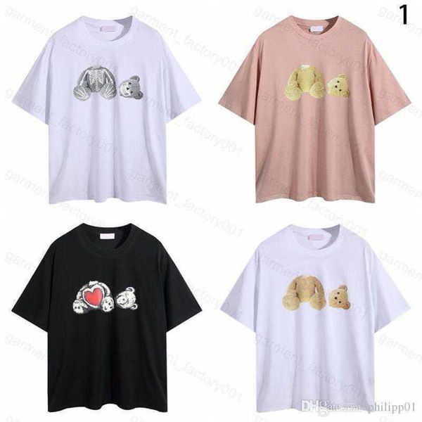 

fashion summer men and womens angels t-shirts mans stylist tee guillotine bear printed short sleeve truncated bear angel tees angel t shirt, White;black