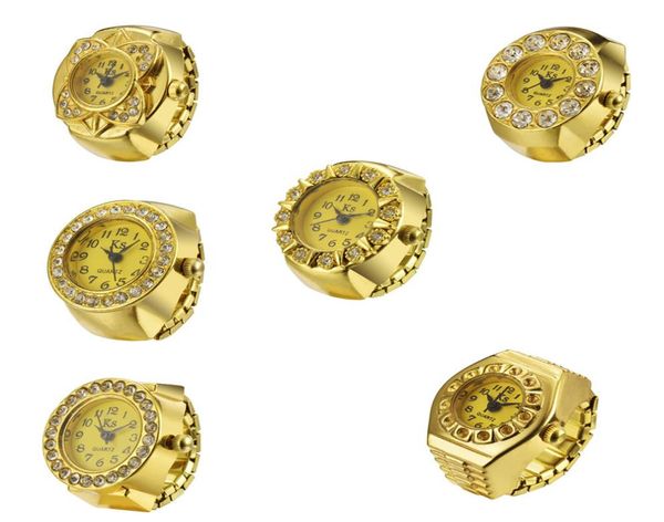 

finger ring watch gold plated watches flower oval square round watches christmas gift 4 styles men watches9080690, Slivery;black