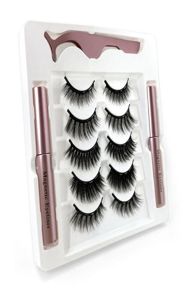 

new 5pairsset magnetic eyelashes 3d mink fake eyelash magnet eyeliner false eyelash waterproof liquid long lasting eyelash extens6532962