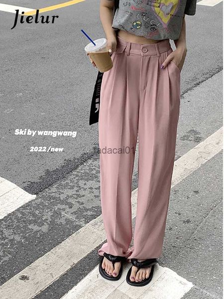 

korean suit pants female casual loose elastic waist women's pants summer chic black pink trousers office lady s4xl l230621, Black;white