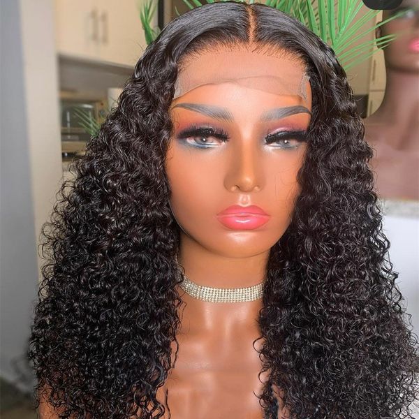 

26inch natural black soft long 180%density cruly 180density lace front wig for women babyhair glueless preplucked daily, Black;brown
