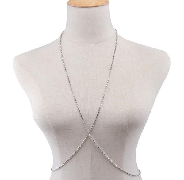 

brand claw crystal bra slave harness body chain women rhinestone crossover necklace pendant bikini beach fashion body jewelry4204226, Silver