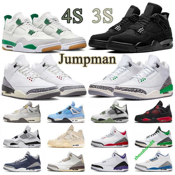 

4s jumpman 4 3s 3 basketball shoes mens trainers black cat pine green red thunder white cement reimagined fire red unc men women sport sneak