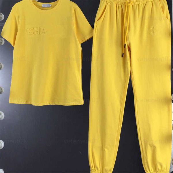 

two piece set t shirt designer suit letter pattern decorated round neck t shirt elastic waist drawstring pants 4 color s-xl outdoor sports s, White