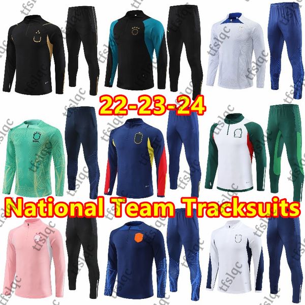 

2023 popular tracksuits germany spain netherland england brazil argentinas french kid and men training suit long sleeve football kit mexico, Gray