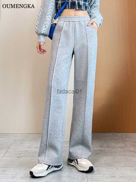 

woman cotton twill pants autumn winter chic fashion casual wear vintage high elastic waist female long trousers mujer s4xl l230621, Black;white
