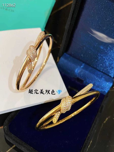 

designer new tiffay v gold high-end knot bracelet 925 silver 18k rose t, Black