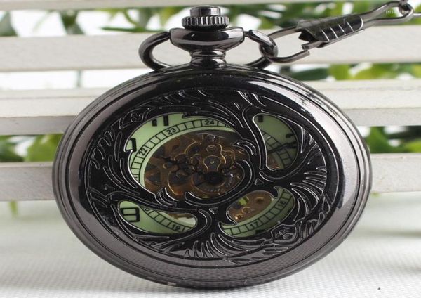 

pocket watches vintage classic steampunk black retro carved watch mens woman mechanical gifts tjx022pocket1910377, Slivery;golden