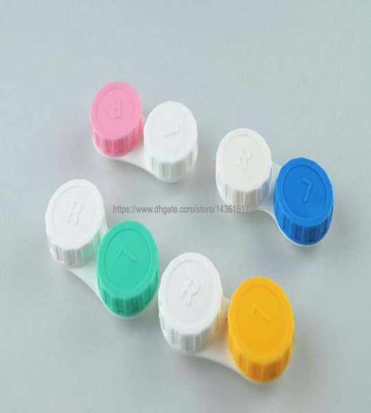 

100sets contact lens case lovely candy color colorful dual box double case lens soaking cases 1523572