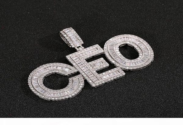 

custom name baguettes letters pendant with rope chain gold silver bling zirconia men hip hop pendant jewelry6593627
