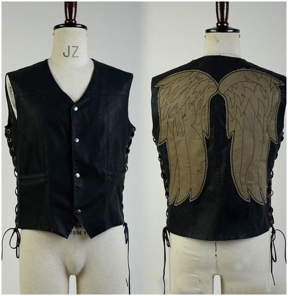 

the walking dead daryl dixon vest angel wings jacket motorcycle vest halloween costume for men y18926116577166, Red;black