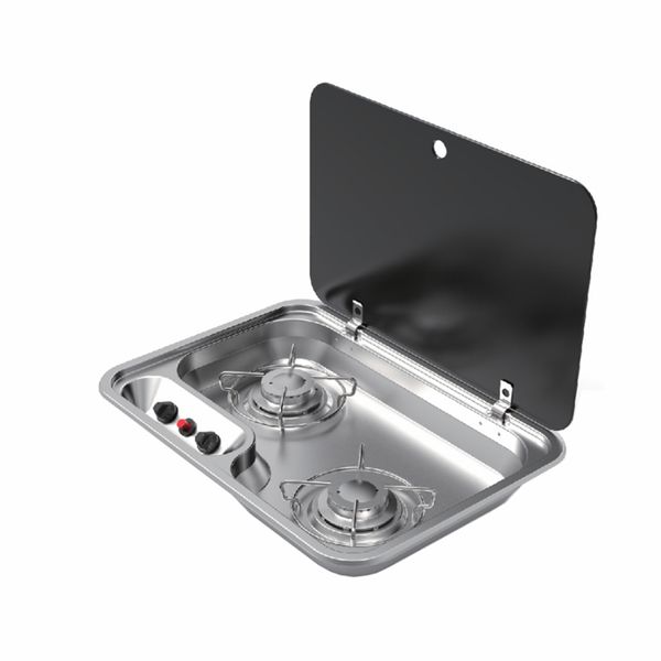 

2 burner gas stove hob glass lid 460*335*60mm 2*1.35kw boat caravan rv gr-910