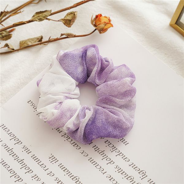

fashion blogger designer jewelr new chiffon tie dyed hair ring headwear cross border simple colorful large intestine hair ringd pony tails h, Golden;silver