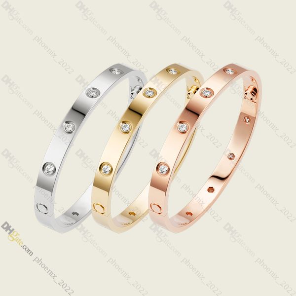 

love screw bracelet designer jewelry 10 diamond bracelet titanium steel bracelets gold-plated never fading non-allergic,gold/silver/rose gol, Black