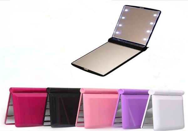 

lady makeup cosmetic 8 led mirror folding portable compact pocket led mirror lights lamps x0559179177