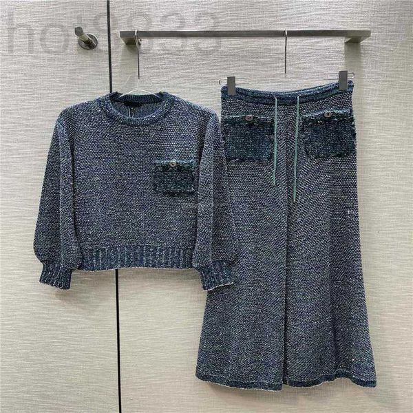 

women's tracksuits designer tweed women knits two piece pants set with crystal buttons girls brand jersey jogging shirts pullover sweat, Gray