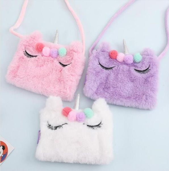 

unicorn stuffed cartoon coin purse bag kid kindergarten girl cosmetic bag beach cross body storage cute makeup bag5921289, White