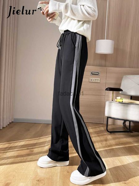 

suit sport pants women autumn loose straight wide leg pants female high waist korean casual striped black trousers sxxl l230621, Black;white